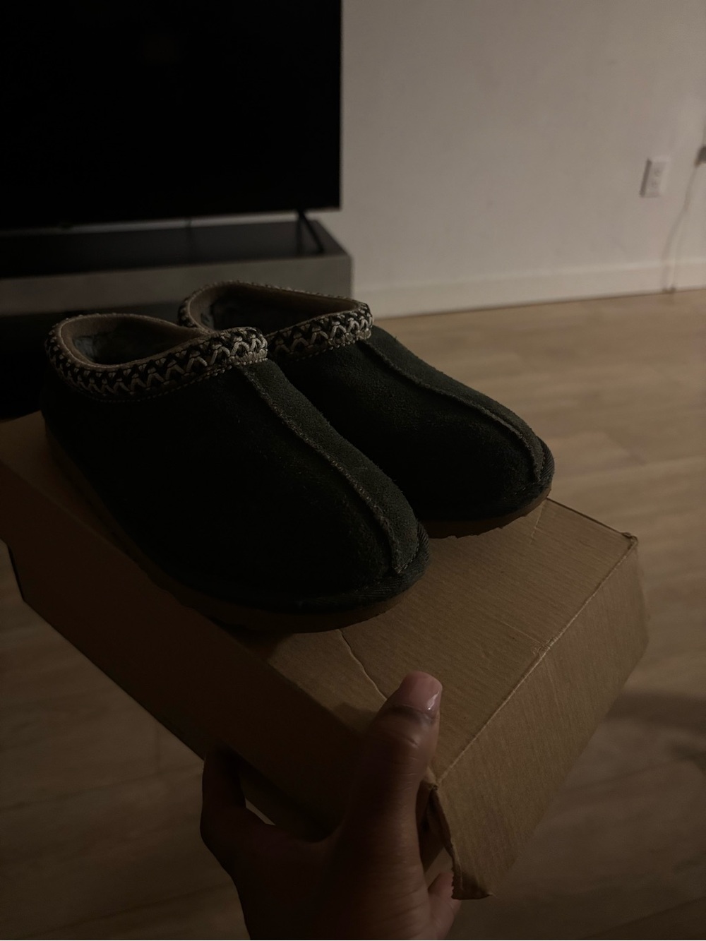 UGG Kids Black Slip-On Moccasin Slippers
